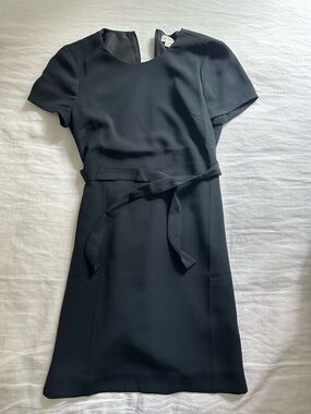 J. Crew Black Short-Sleeve Belted Mini Dress